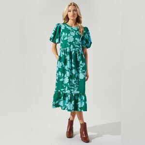 Sugarlips Aruba Floral Papillon Puff Sleeve Midi Dress | Xsmall